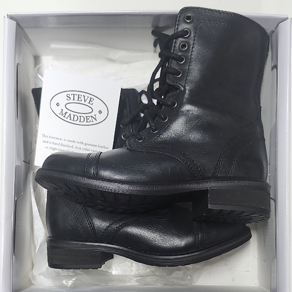 Steve Madden Black Combat Boots